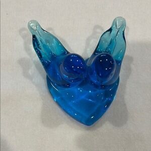 Leo Ward "Bluebirds of Happiness" Blue Heart Bird Glass Figurine Signed Y2K